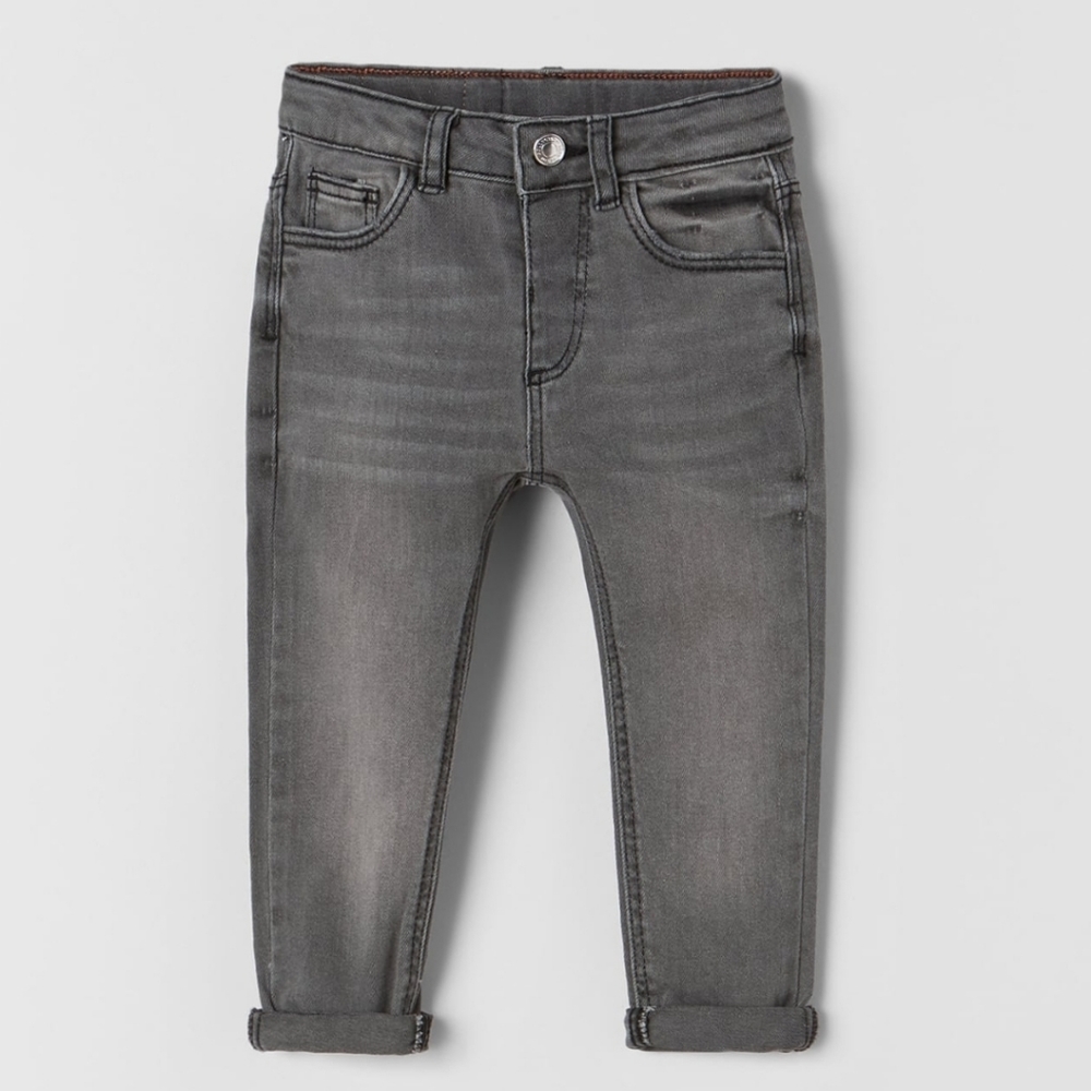 Girls Zara Skinny Jeans Gray Adjustable 12-18mo